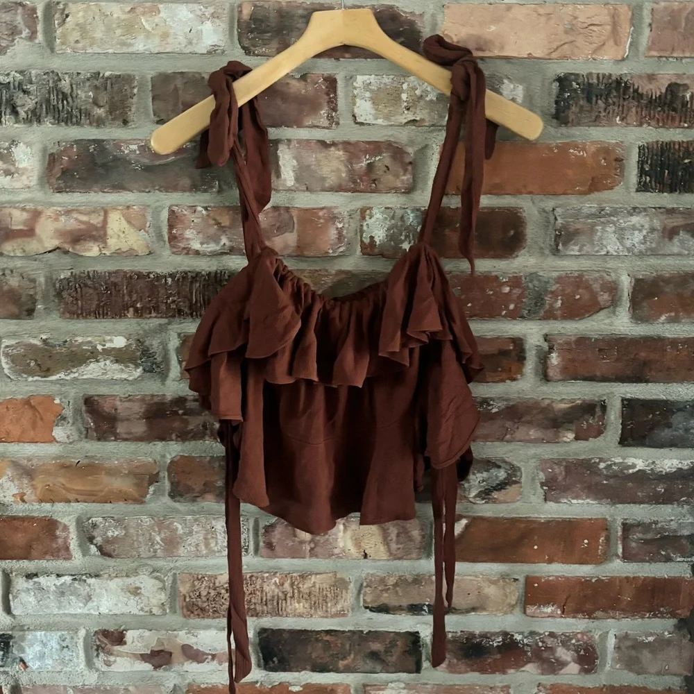 Free People Radiance Crop Tank Top Shirt in Umber, S
